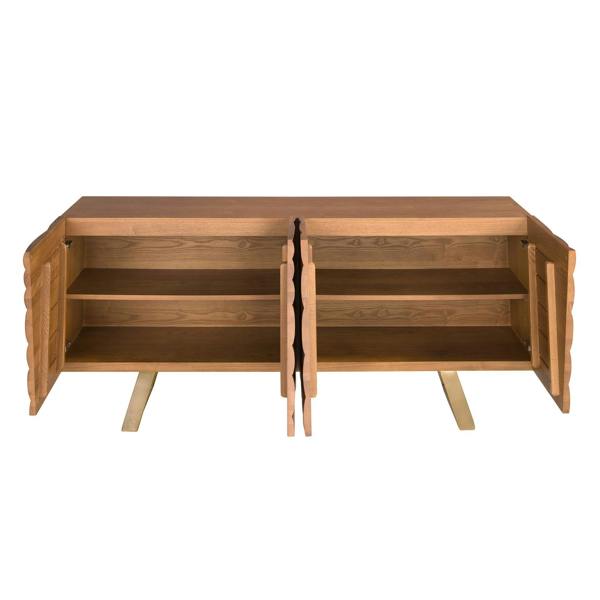 Angel Cerdá Sideboard in light walnut and polished gold-coloured steel 3298