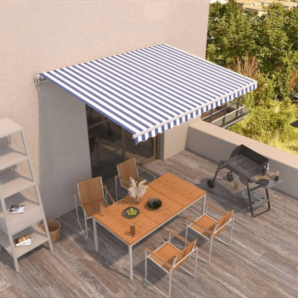 Berkfield Manual Retractable Awning 400x350 cm Blue and White