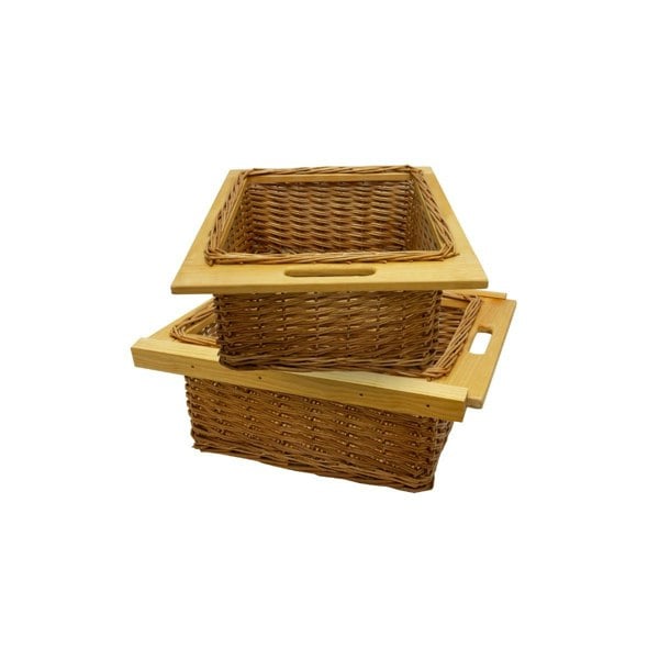 Kukoo 2 x Pull Out Wicker Kitchen Baskets 500mm