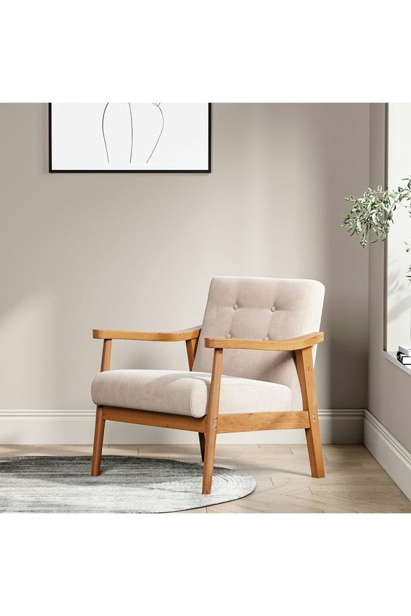 Living and Home Wood Frame Upholstered Armchair
