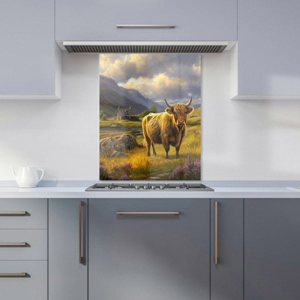 Warren Reed - Designer Springtime Highland Cow Kitchen Splashback