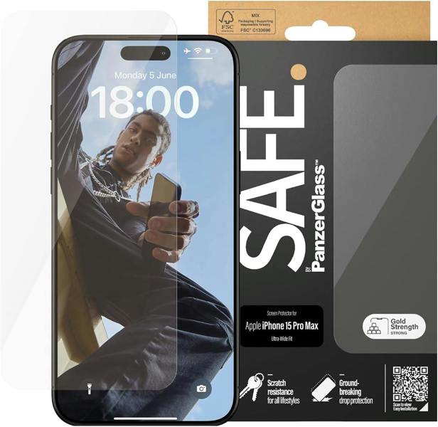 PanzerGlass Panzer Glass Ultra Wide Fit Screen Protector for iPhone 15 Pro Max 6.7" - SAFE95537