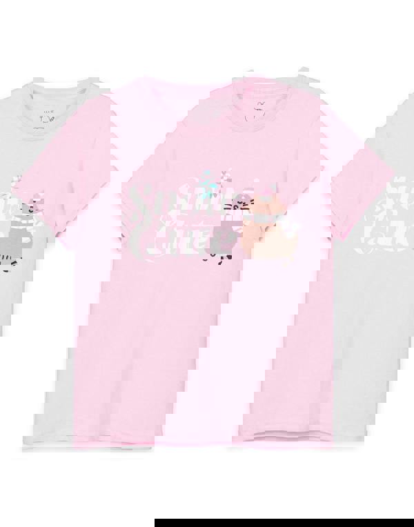 Pusheen Girls Pink Snow Cute Short Sleeved T-Shirt
