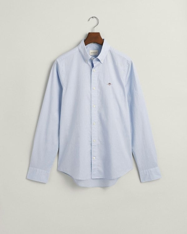 GANT Mens Slim Fit Long Sleeve Poplin Shirt - 455 Light Blue