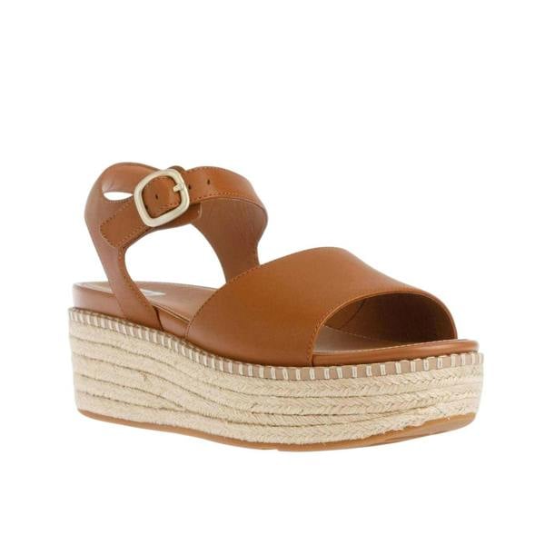 FitFlop Womens/Ladies Eloise Espadrille Leather Wedge Sandals - Tan - 