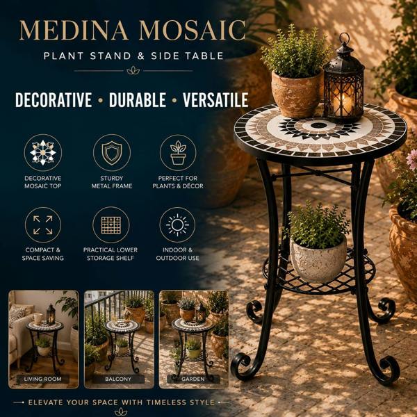35cm Medina Mosaic Plant Stand/Side Table image 11