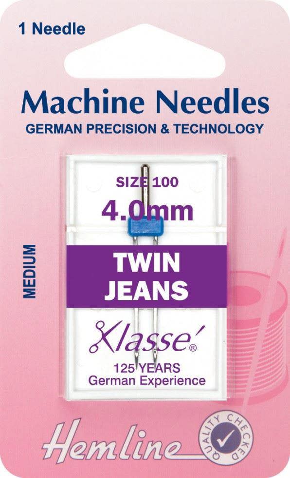 Hemline Twin Jeans Sewing Machine Needles Size 90/14 4mm - each