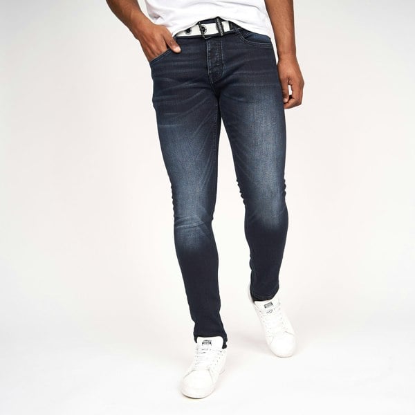 Crosshatch Mens Barbeck Slim Jeans - Blue Black
