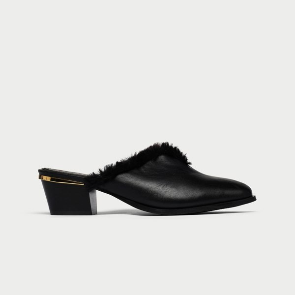 Calla Eden Shoes - Black Leather and Fur