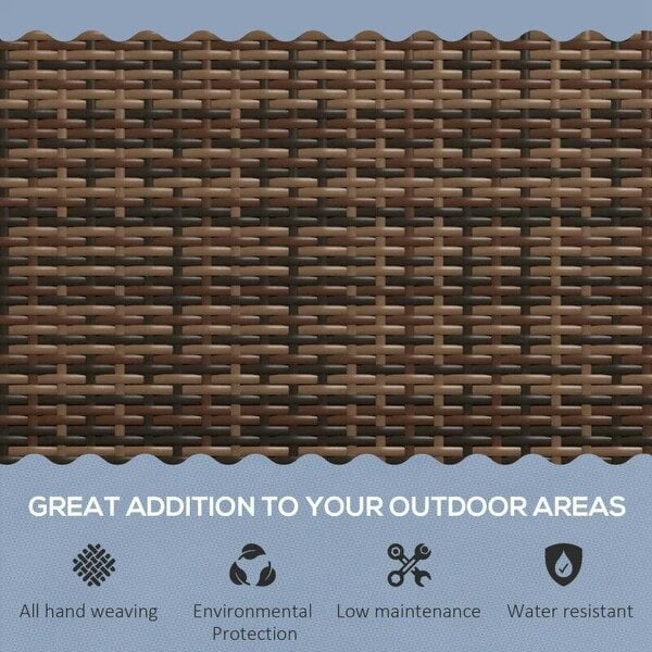 All Weather Wicker Garden Loveseat, 2 Seater Poly Rattan Garden Bench, Outdoor Seating Bench Brown