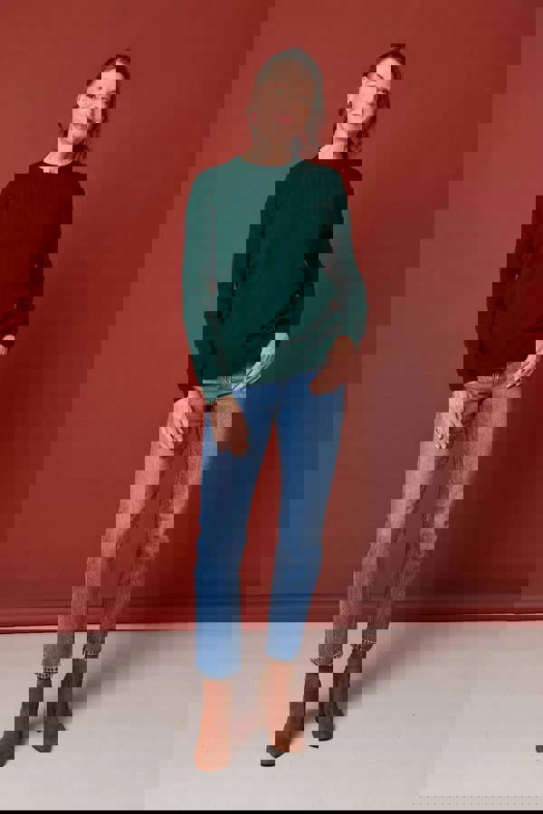 Green | Textured Knit Slim Fit Jumper
