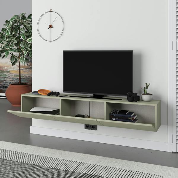 Decortie Francy Modern Wall Mounted TV Unit 55" Multimedia Centre 180cm