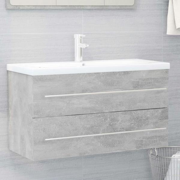 Berkfield 2 Piece Bathroom Furniture Set Concrete Grey Engineered Wood