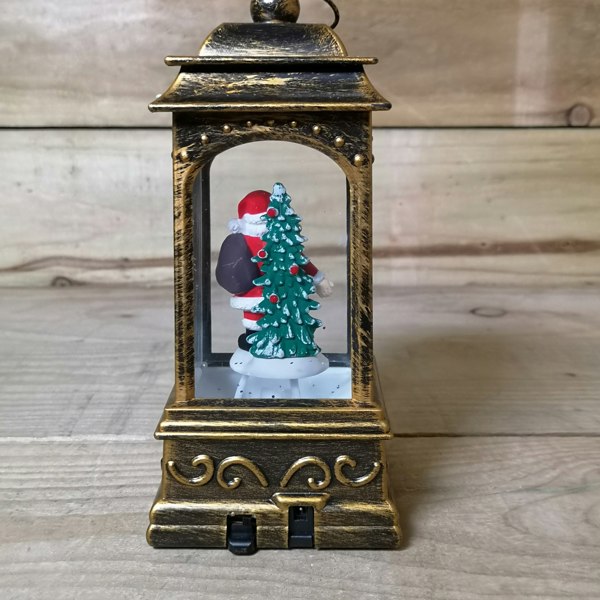 Samuel Alexander 21cm Dual Power Glitter Water Spinner Lantern Christmas Decoration - Santa