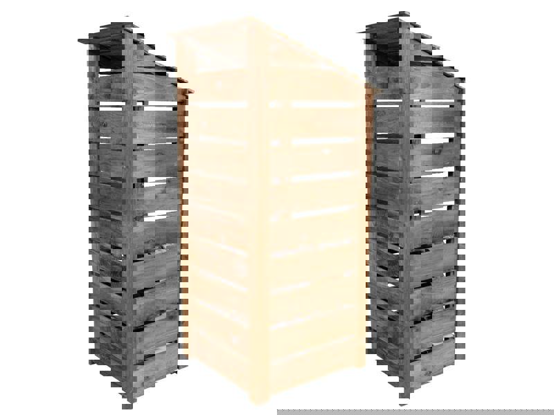 Arbor Garden Solutions Slatted wooden log store W-79cm, H-126cm or 180cm, D-88cm - Brown Finish