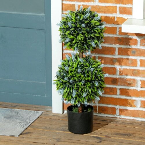 Wyld Haus Mazifi Set Of 2 Artificial Lavender Flower Ball Trees In Pots H8 70cm Blue