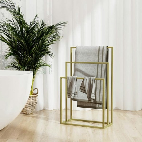 Berkfield Freestanding Towel Rack Gold 48x24x79 cm Iron