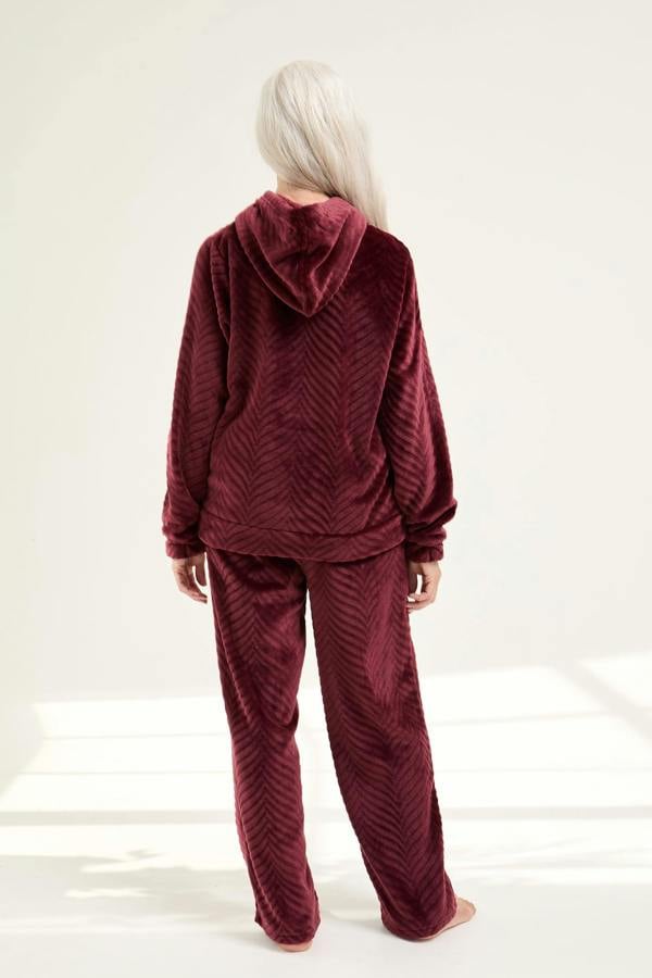 Cosy Chevron Lounge Suit in Maroon - Loungewear