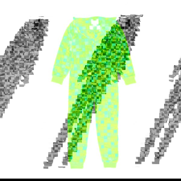 Minecraft Boys Creeper Pixel Jumpsuit Onsie - Green
