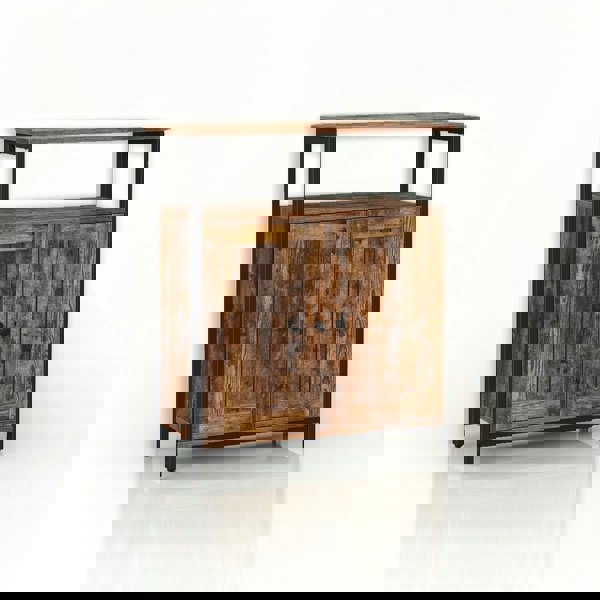 Modcraft Industrial Storage Cabinet with Slat Door and Adjustable Shelves - Rustic Brown