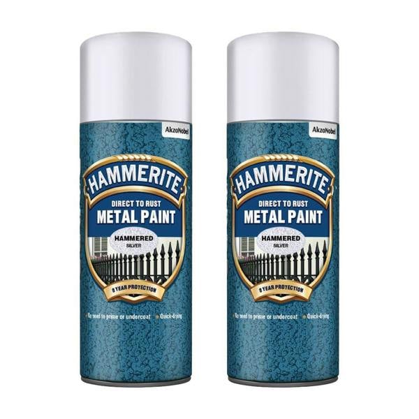 Hammerite 2X Hammerite Hammered Silver Spray Paint 400ml