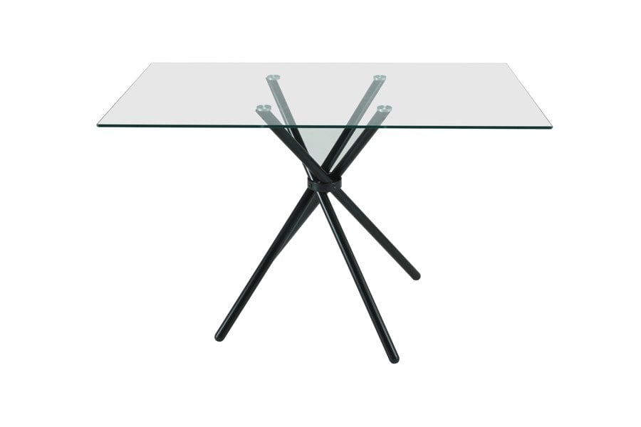 Indoor Living Miami Rectangle Glass Dining Table with starburst black legs