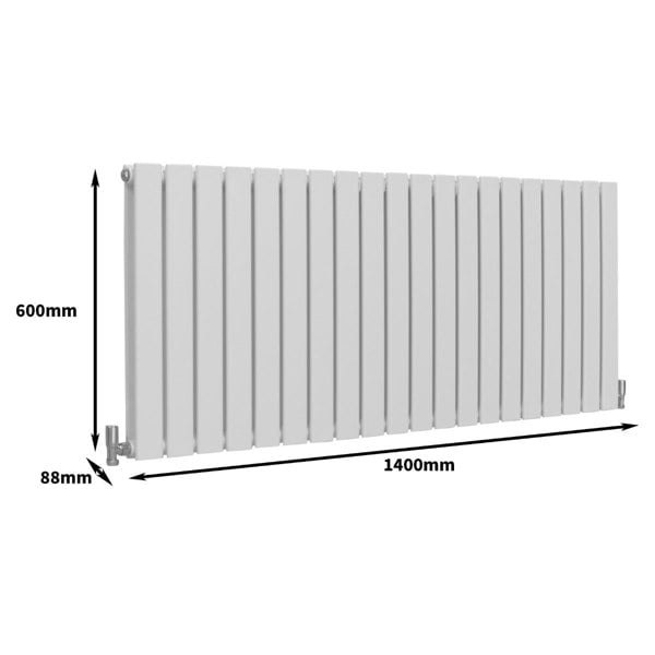 Designer Flat Panel Radiator - Gloss White (600mm x 1400mm)