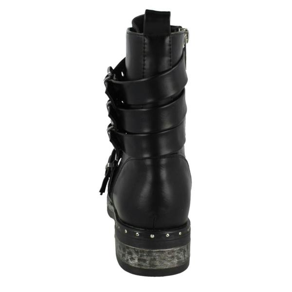 Spot On Ladies Spot On Biker Boots With Buckle Detail F4410