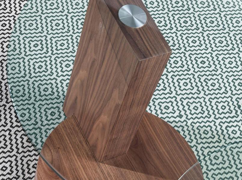 Angel Cerdá Round tempered glass and walnut corner table 2036