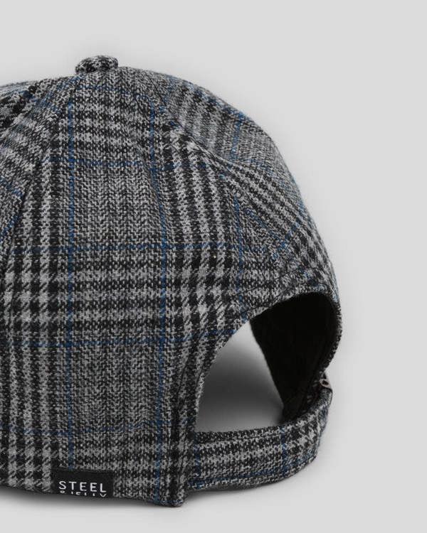Steel & Jelly Grey, Black & Blue Check Baseball Cap