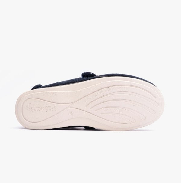 Padders ENFOLD Womens (EE Fit) Touch Fasten Full Slippers Navy