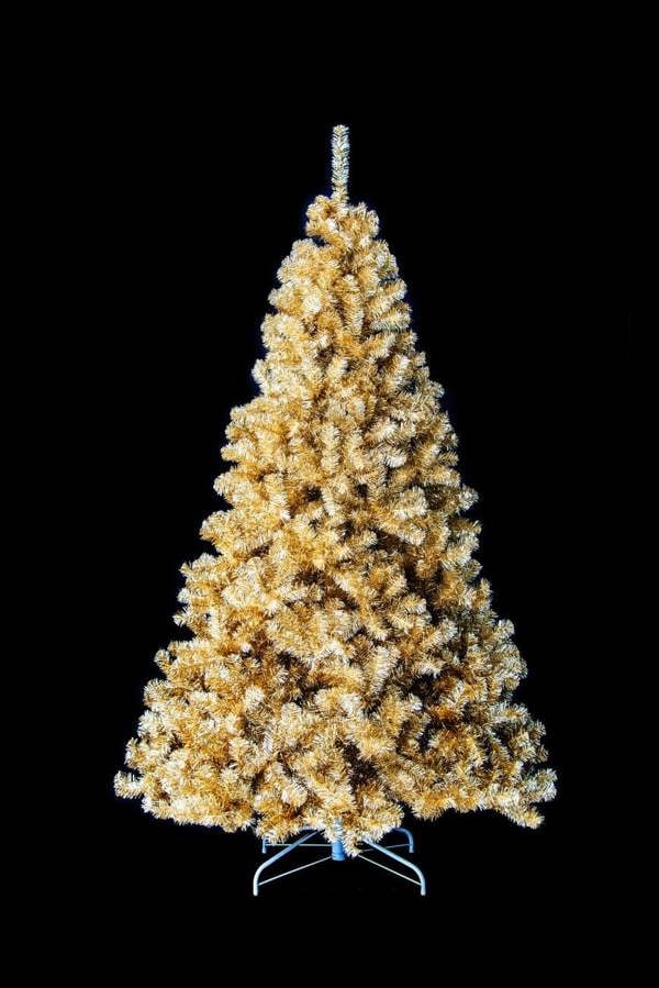 4ft to 7ft Champagne Gold Artificial Christmas Tree with Hinged Branches and Foldable Stand image 5