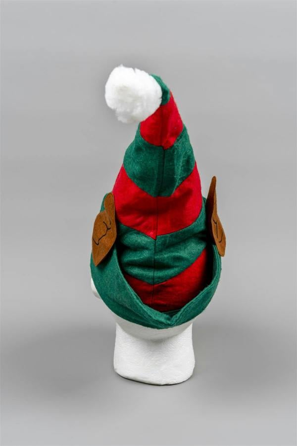 Shatchi One Size Christmas Elf Hat with Ears in Green, Soft Polyester Fancy Dress Accessory