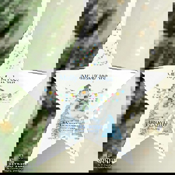 Personalised Memento Company Personalised The Snowman and the Snowdog Wooden Star Decoration