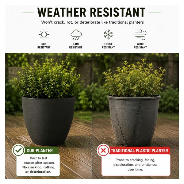Nicoman Madison Black Smooth Recycled Rubber Plant Pot