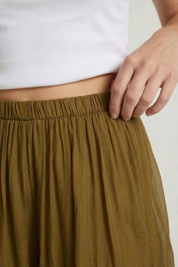 Olive | Semi Sheer Layer High Waist Harem Pants