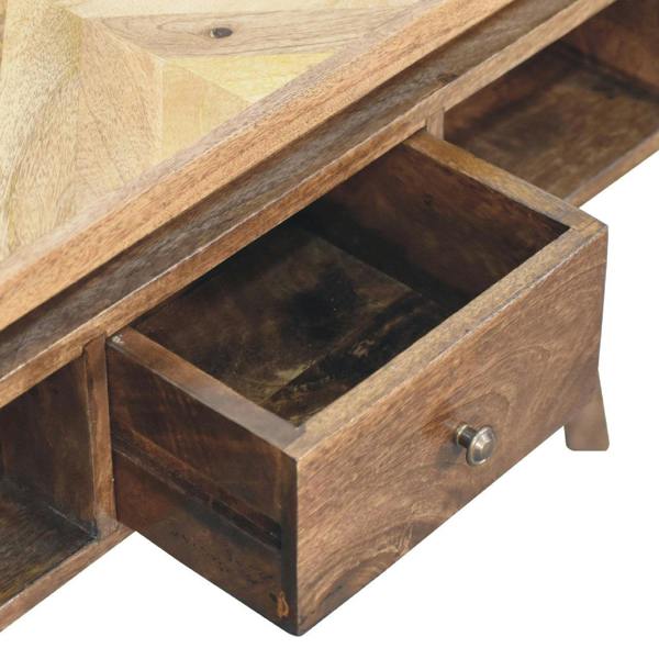 Wyld Haus Arezzo Classic Granary Coffee Table 2 Drawers with Brass Detail
