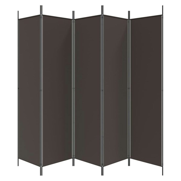 Berkfield 5-Panel Room Divider Brown 250x200 cm Fabric