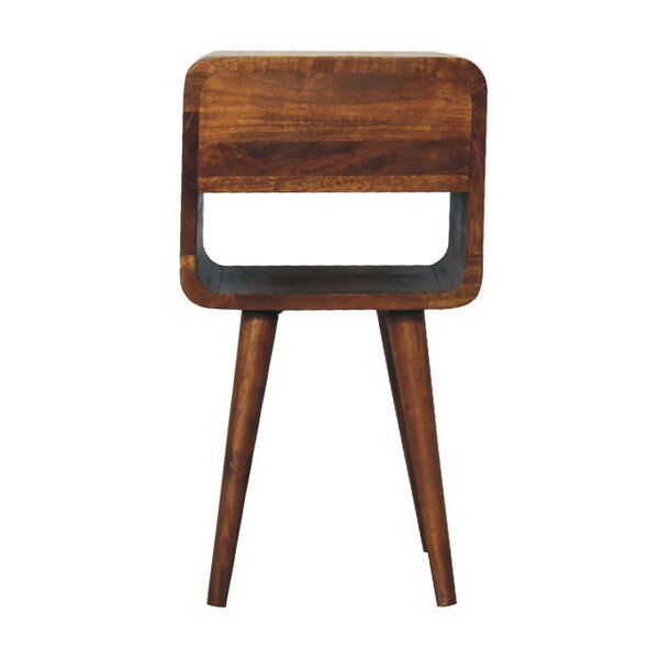 Wyld Haus Pama Small Chestnut Mango Wood Curve Low Bedside Table
