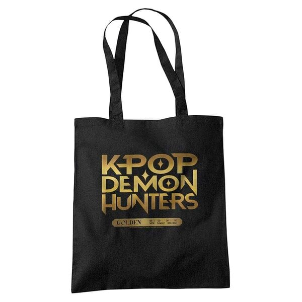 K-Pop Demon Hunters Golden Tour Countdown Reusable Tote Bag - Black