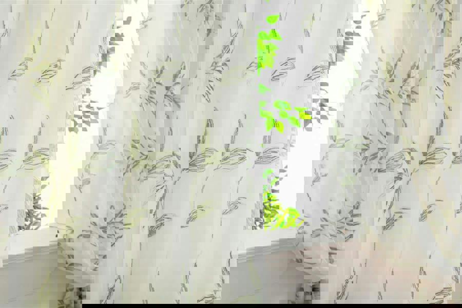 Luxury Living Leaf Embroidered Tulle Voile Curtains Pencil Pleat