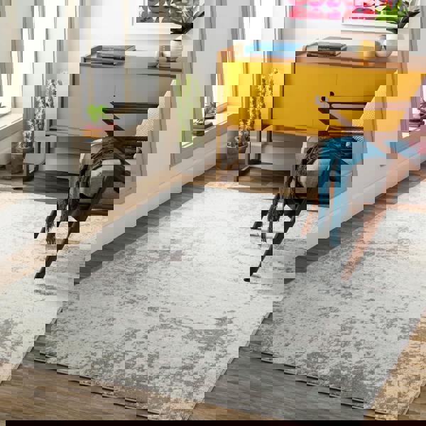 Livabliss Chester-Abstract Grey White Modern Marble Rug