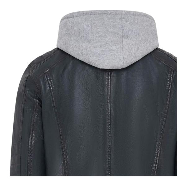 Infinity Leather Men's Hooded Biker Lamb Leather Jacket - Burten
