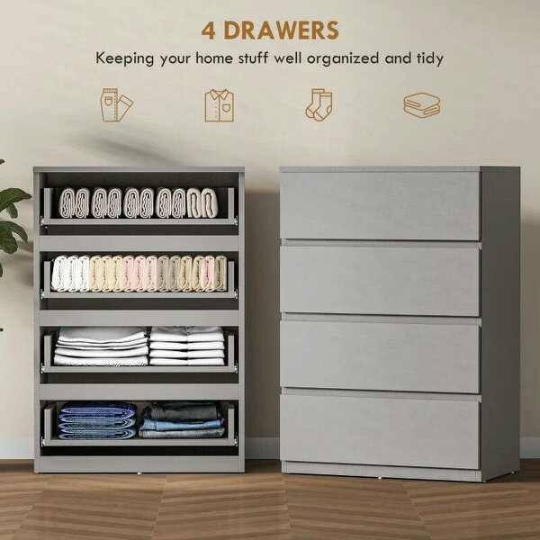 Chest of Drawers, 4-Drawer Storage Cabinets, Modern Dresser, Storage Drawer Unit for Bedroom