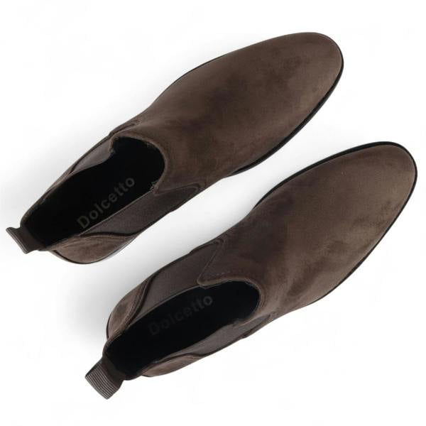 Dolcetto Men's Suede Chelsea Boots Real Leather Lined Slip-On