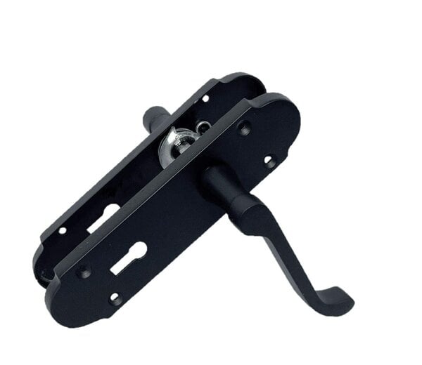 EDH Door Hardware Epsom Matt Black Door Handles, Internal Handles with Bathroom Sash Lock 170mm 2 Pairs