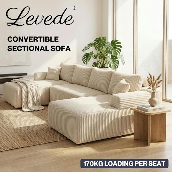 Levede Modular Sectional Sofa Convertible U Shaped Sofa Corner Living Room