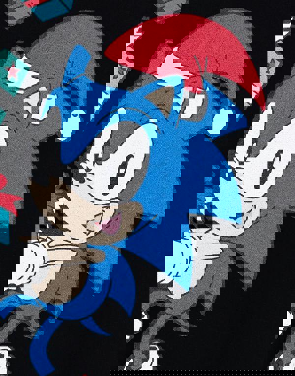 Sonic the Hedgehog Mens Black Christmas Presents Short Sleeved T-Shirt