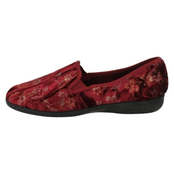 Spot On Ladies Spot On Embroided Floral Design Slippers