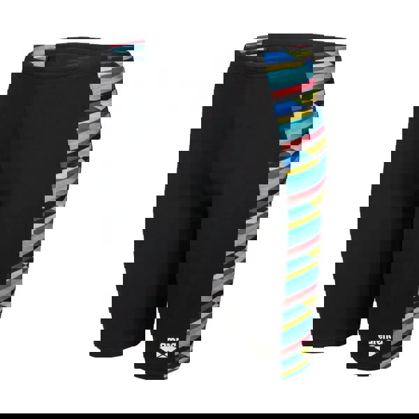 Arena Boys Racing Stripe Swim Jammer black trunks with colorful geometric side design